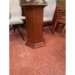 Mesa comedor columna madera tapa cristal pacho paloma