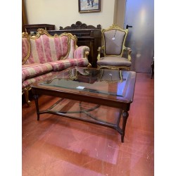 Mesa centro clasica cuadrada  tapa cristal