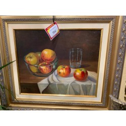 Oleo bodegon manzanas