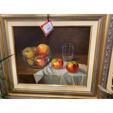 Oleo bodegon manzanas