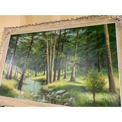 Oleo paisaje arboles en rio marco decape