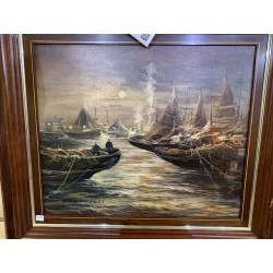 Oleo barcos firmado Pablo Zacarias