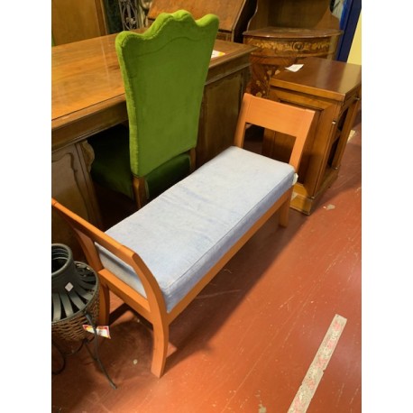 Banqueta descalzadora madera de haya tap azul