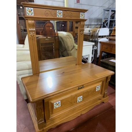 Arcon madera maciza con ceramica y espejo a juego