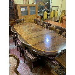 Mesa comedor ovalada palma de caoba + 8 sillas
