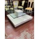 Mesa centro marmol travertino y cristal