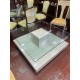 Mesa centro marmol travertino y cristal