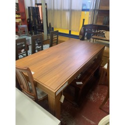 Mesa comedor rectangular nogal chapa natural