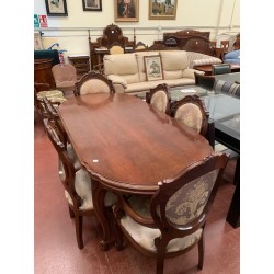 Mesa comedor clasica madera de nogal + 4 sillas y 2 sillones