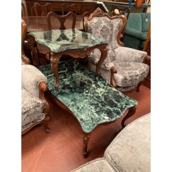 Mesa centro clasica + rincon tapa marmol verde