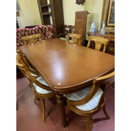 Mesa comedor petaca ext + 6 sillas