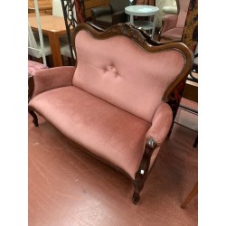 Sofa antiguo madera de caoba tap rosa