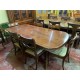 Mesa comedor ovalada nogal con marqueteria + 6 sillas