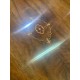 Mesa comedor ovalada nogal con marqueteria + 6 sillas