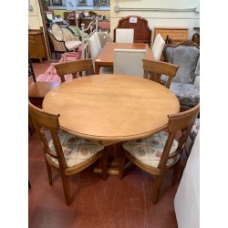 Mesa comedor redonda columna central + 4 sillas