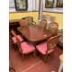 Mesa comedor ovalada ext + 6 sillas respaldo rejilla