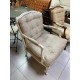 Butaca clasica madera color blanco roto tap crudo