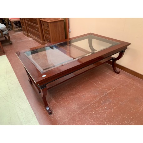 Mesa centro clasica tapa cristal