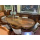 Mesa comedor clasica nogal con marqueteria + 6 sillones