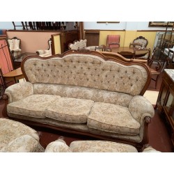 Sofa madera vista con copete + 2 butacas tap beige