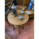 Velador alto modernista redondo madera roble