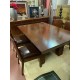 Mesa colonial con 2 ext + 6 sillas tap cuero negro