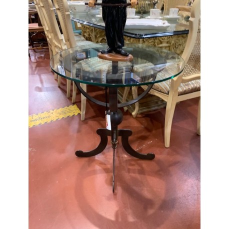 Velador hierro tapa cristal redonda
