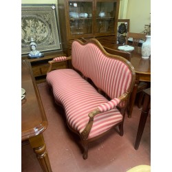 Sofa isabelino madera de nogal tap rayas