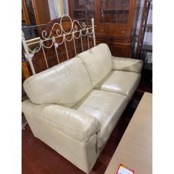 Sofa 3/p piel beige + 2 plazas
