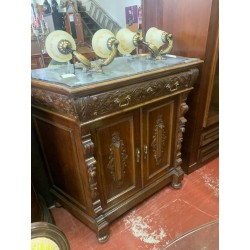 Mueble antiguo con talla 2/p 1/c tapa marmol gris