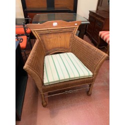 Butaca rattan y madera con forja
