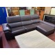 Sofa + chaislonge en piel y semipiel color chocolate
