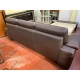 Sofa + chaislonge en piel y semipiel color chocolate
