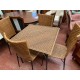 Mesa cuadrada forja y rattan + 4 sillas
