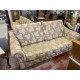 Sofa 3/p pata torneada tap chenilla beige con hojas