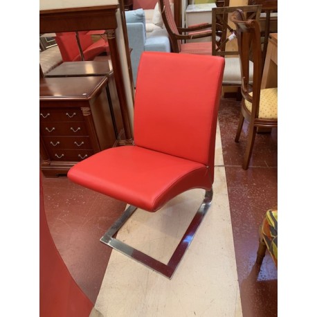 6 sillas diseño italiano semipiel rojo