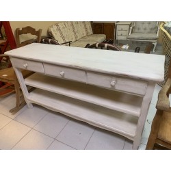 Consola madera maciza en blanco roto 3/c