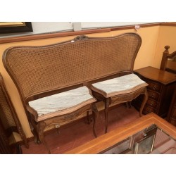 Cabecero luis xv rejilla 135cm + 2 mesillas 1/c tapa marmol