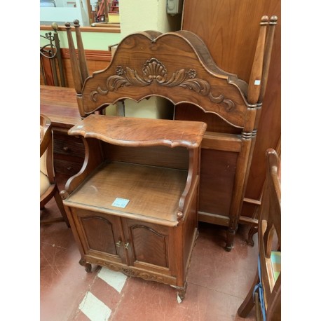 Pareja de cabeceros antiguos + mesilla madera castaño