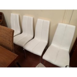 4 sillas semipiel blancas pata metal