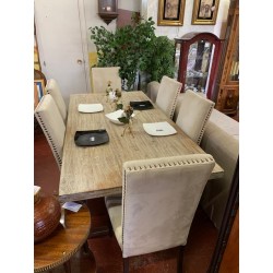 Mesa comedor tapa madera decapada patas cromadas