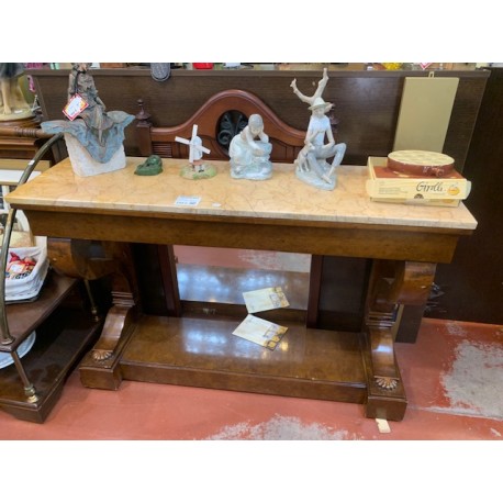 Consola inglesa madera de caoba tapa marmol