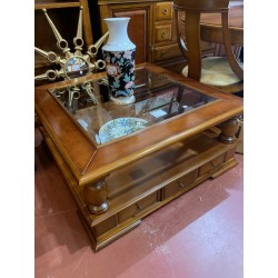 Mesa de centro cerezo 6/c tapa cristal