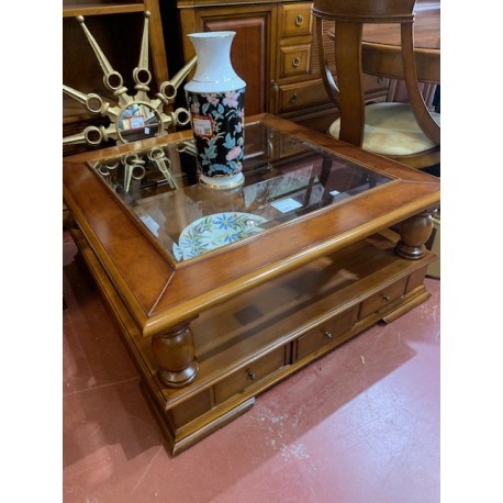 Mesa de centro cerezo 6/c tapa cristal