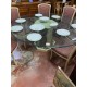 Mesa comedor columna marmol tapa cristal redondo pecho paloma