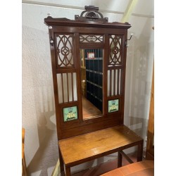 Consola antigua con perchero madera noble con ceramica