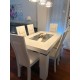 Mesa comedor moderna en blanco y plata + 6 sillas