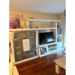 Modular moderno en madera color blanco y plata