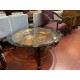 Mesa centro pie forja maciza plato cobre con cristal redondo