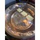 Mesa centro pie forja maciza plato cobre con cristal redondo